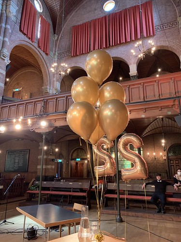  Tafeldecoratie 6ballonnen Chrome Goud Debatpodium Arminius Rotterdam