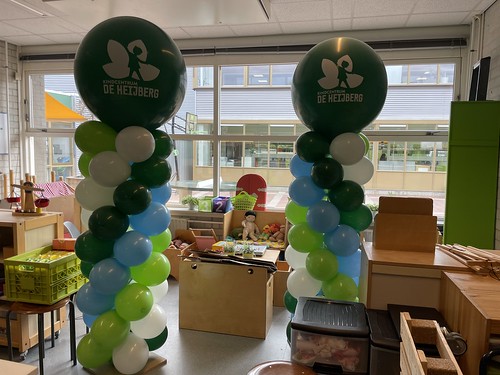  Ballonpilaar Breed Rond Bedrukt Kindcentrum De Heijberg Heijbergschool Rotterdam