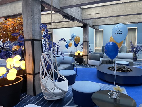  Tafeldecoratie 3ballonnen Bedrukt Blue Patio Bar Room Mate Bruno Hotel Rotterdam