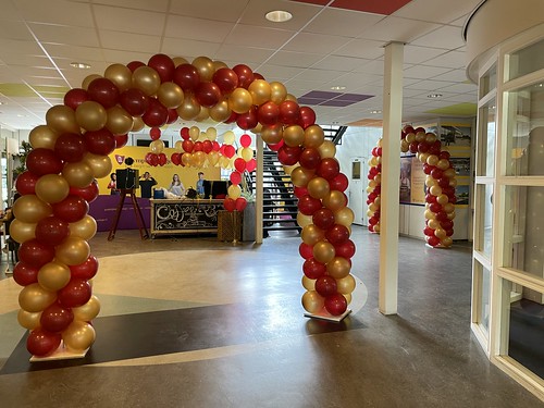  Ballonboog 6m Tafeldecoratie 6ballonnen Diploma Uitreiking Diplomering Geslaagd <a href='http://www.rotterdamsballonnenbedrijf.nl/plaatsen/olympia-college' class='w3-text-indigo'>Olympia College</a> Rotterdam