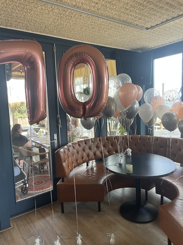  Folieballon Cijfer 70 En Tafeldecoratie 3 Ballonnen <a href='http://www.rotterdamsballonnenbedrijf.nl/plaatsen/storm' class='w3-text-indigo'>Storm</a> Beachbar En Bistro Zevenhuizerplas Rotterdam