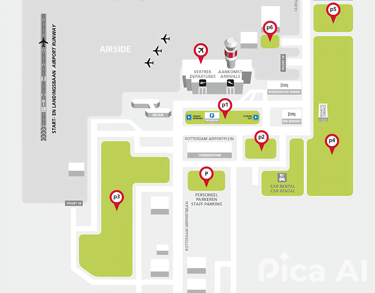 7x Parkeren Rotterdam Airport