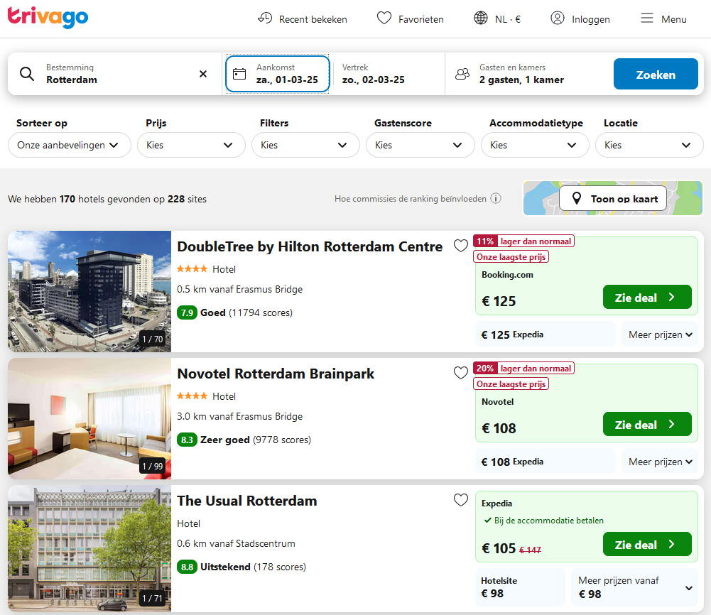 Trivago Hotel Interface